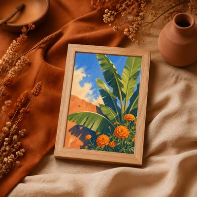 Banana Leaf Poster, Tropical Botanical Wall Art, Mediterranean Decor