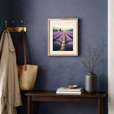Lavender Field Matte Poster, Provence Landscape Wall Art, Farmhouse Cottage Decor