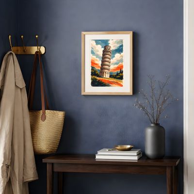 Leaning Tower of Pisa Poster | Printable Wall Art | Italy Travel Print | Watercolor Landscape | Downloadable Prints