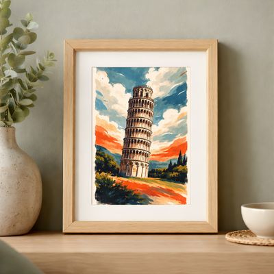 Leaning Tower of Pisa Poster | Printable Wall Art | Italy Travel Print | Watercolor Landscape | Downloadable Prints