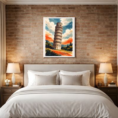 Leaning Tower of Pisa Poster | Printable Wall Art | Italy Travel Print | Watercolor Landscape | Downloadable Prints