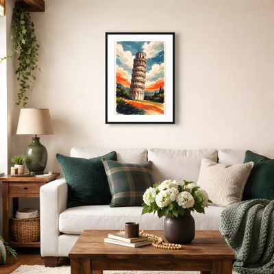 Leaning Tower of Pisa Poster | Printable Wall Art | Italy Travel Print | Watercolor Landscape | Downloadable Prints