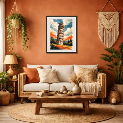 Leaning Tower of Pisa Poster | Printable Wall Art | Italy Travel Print | Watercolor Landscape | Downloadable Prints