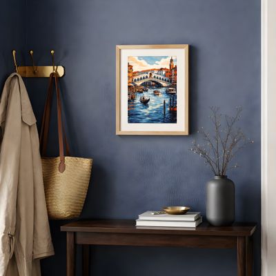 Venice Rialto Bridge Art | Printable Wall Art | Italian Travel Poster | Watercolor Cityscape | Mediterranean Decor