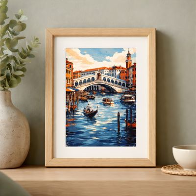 Venice Rialto Bridge Art | Printable Wall Art | Italian Travel Poster | Watercolor Cityscape | Mediterranean Decor