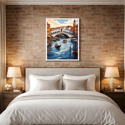Venice Rialto Bridge Art | Printable Wall Art | Italian Travel Poster | Watercolor Cityscape | Mediterranean Decor
