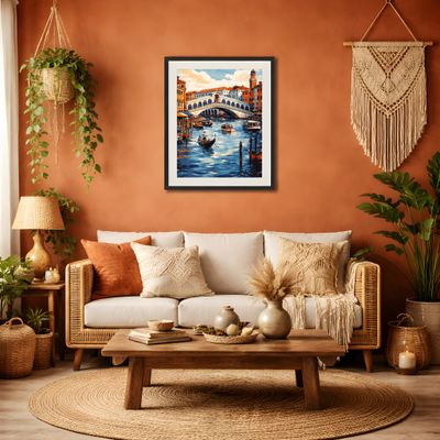 Venice Rialto Bridge Art | Printable Wall Art | Italian Travel Poster | Watercolor Cityscape | Mediterranean Decor