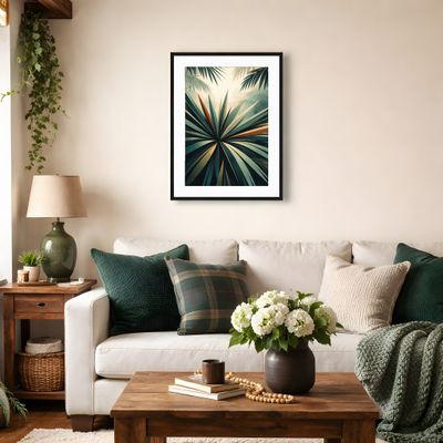 Tropical Palm Leaf Poster, Vintage Jungle Wall Art, Mid Century Botanical Decor