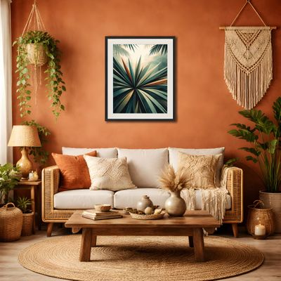 Tropical Palm Leaf Poster, Vintage Jungle Wall Art, Mid Century Botanical Decor