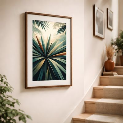Tropical Palm Leaf Poster, Vintage Jungle Wall Art, Mid Century Botanical Decor